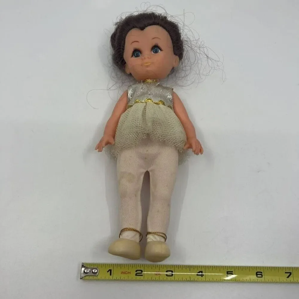 Vintage U.D.co Doll Ballerina Blue Eyes Dress Tutu‎ Brown Hair Hong Kong 9.5